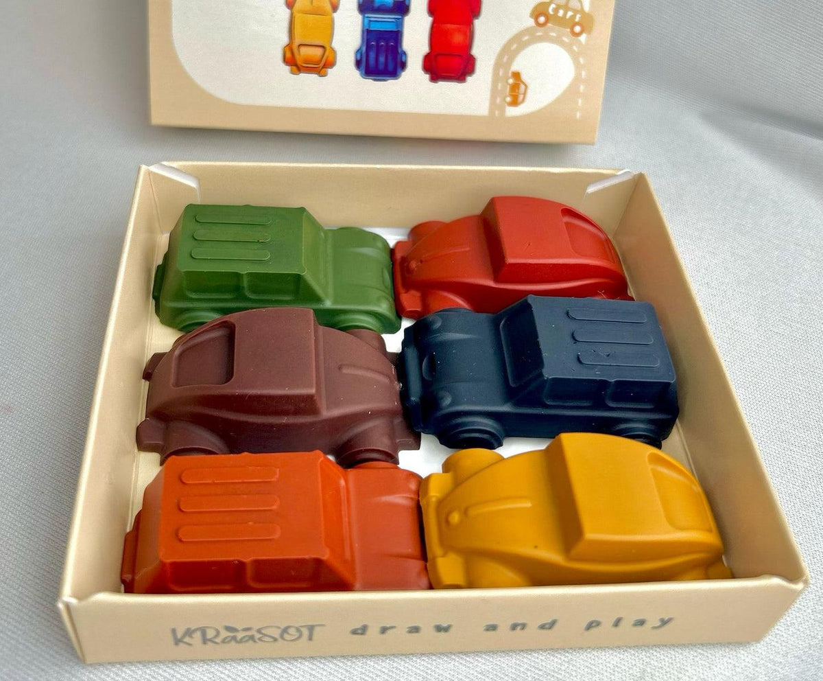 Handmade Beeswax Crayons – Construction Vehicle Set